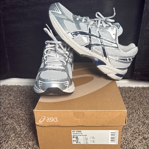Asics GT-2160 Silver and Navy Sneakers - Picture 1 of 4
